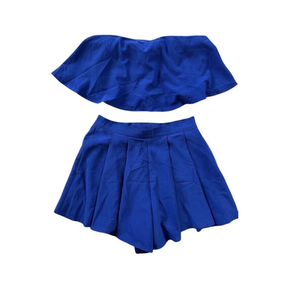 Lulus‎ 2 Piece Set | Blue Strapless Shirt And Blue Skort